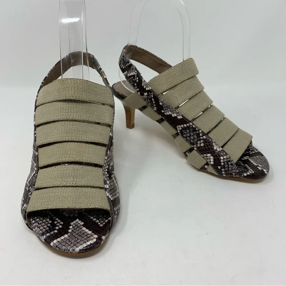 Donald Pliner Kail Low Heel Gold Natural Sandal Size 5